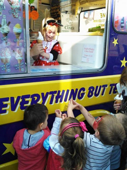 Birthday child serving ice cream at their party Hire an Ice Cream Van for a Childs Birthday Party