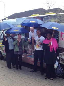 Fully Branded Ice Cream Van Product Giveaway Ice Cream Van Corporate Promotional Campaign Hire